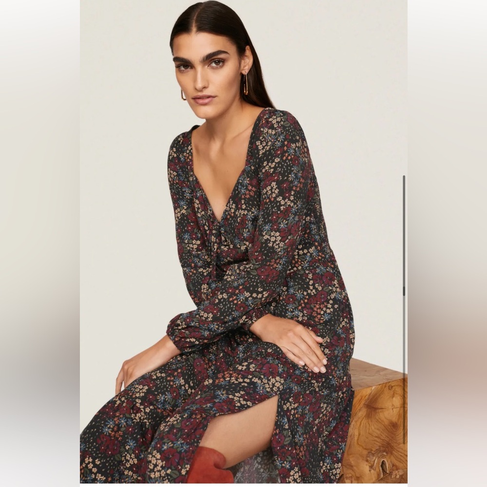 PAIGE Josefina Long Sleeve Floral Print Midi Dress - Picture 3 of 10